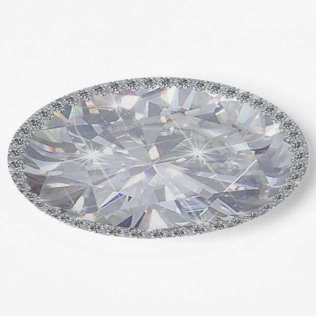 Giant Gemstone Diamond Jewel Solitaire Paper Plates (Angled)