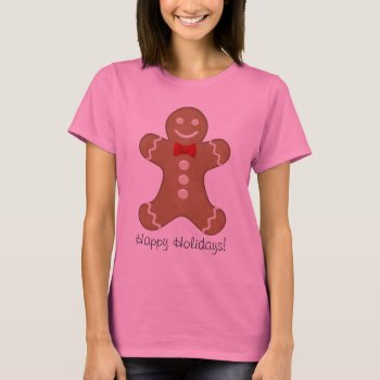 Giant Gingerbread Man Cookie Holiday T-shirt by mariannegilliand at Zazzle