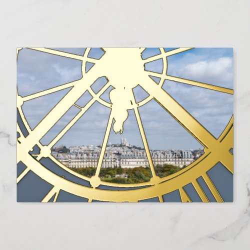 Giant glass clock at the Muse dOrsay _ Paris Foil Holiday Card