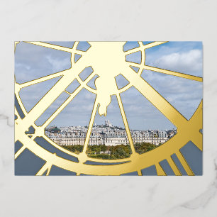 Giant glass clock at the Musée d'Orsay - Paris Foil Holiday Card