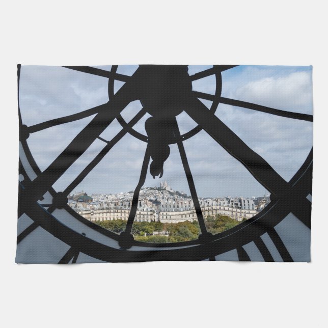 Giant glass clock at the Musée d'Orsay - Paris Kitchen Towel (Horizontal)