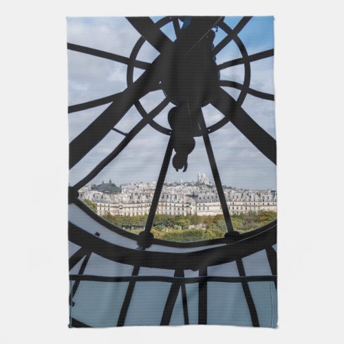 Giant glass clock at the Muse dOrsay _ Paris Kitchen Towel