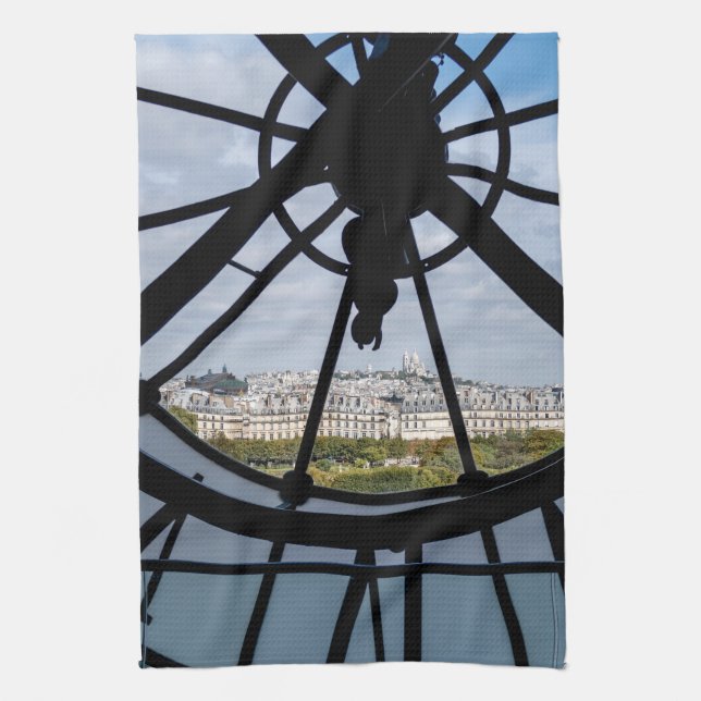 Giant glass clock at the Musée d'Orsay - Paris Kitchen Towel (Vertical)