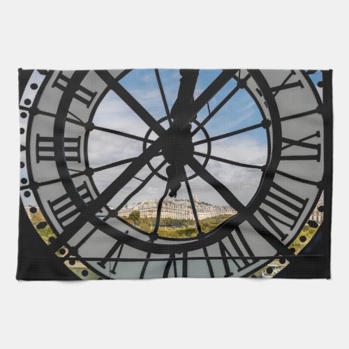 Giant glass clock at the Muse dOrsay _ Paris Kitchen Towel