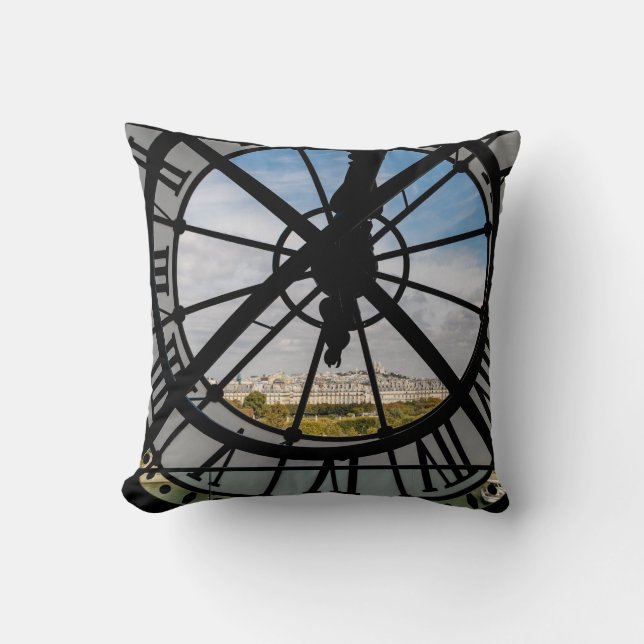 Giant glass clock at the Musée d'Orsay - Paris Throw Pillow (Front)
