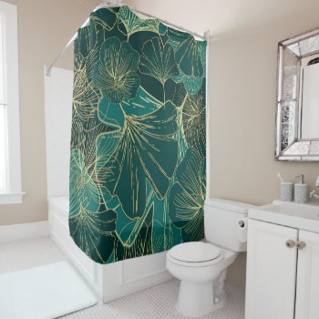 Giant Gold And Green Leaves  Shower Curtain by gogaonzazzle at Zazzle
