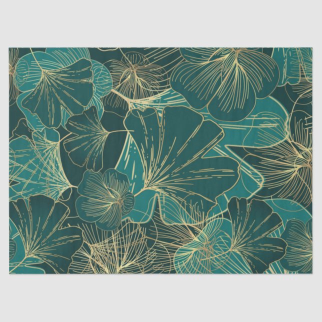 Giant Gold And Green Leaves  Tissue Paper (Front)
