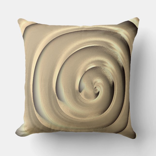 Giant 'gold' spiral over black background throw pillow (Front)