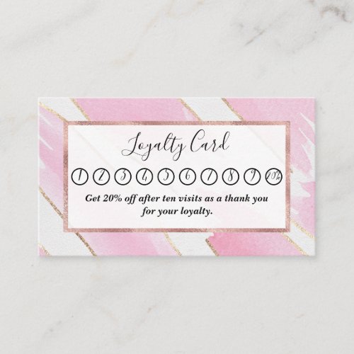 Giant Gold Trimmed Pink Watercolor Brushstrokes Loyalty Card