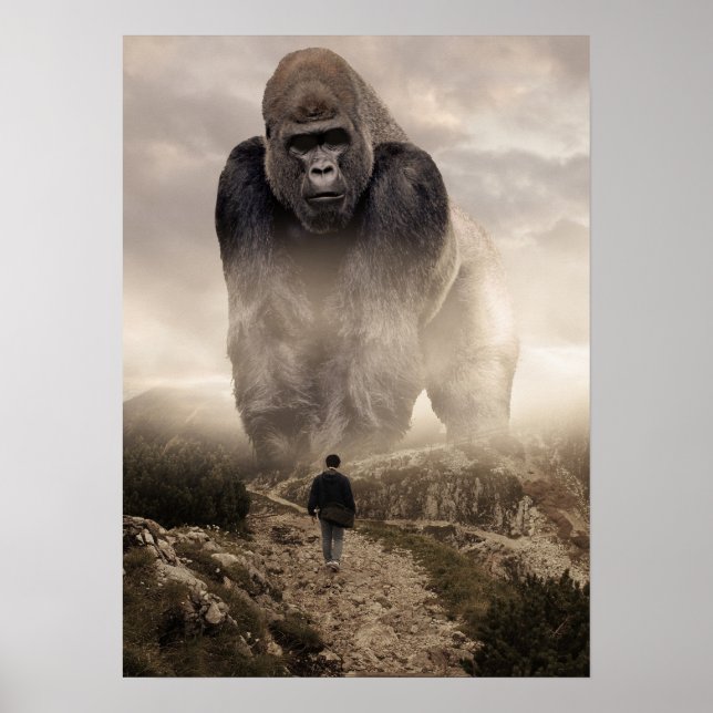 Giant Gorilla vs Man, Success Mindset Motivational Poster (Front)