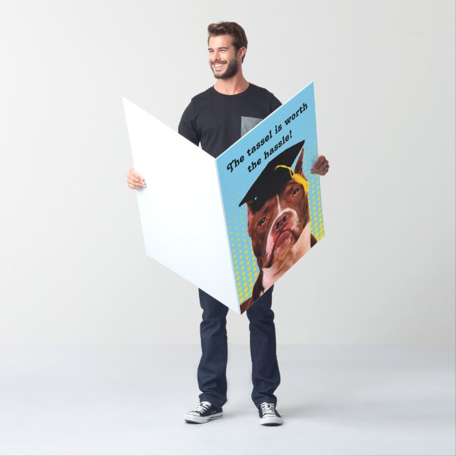 Giant Graduation Card - Pitbull in Grad Cap! (In Situ)