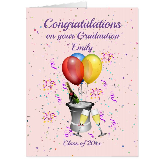 Giant Graduation Celebration Pink Card (Front)