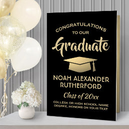 Giant Graduation Congrats Black and Gold Oversized Card