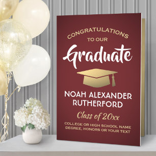 Giant Graduation Congrats Burgundy Red and Gold Card