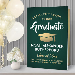 Giant Graduation Congrats Green and Gold Oversized Card