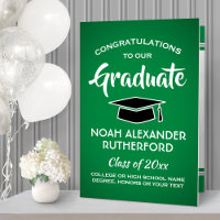 Giant Graduation Congrats Green & White Oversized