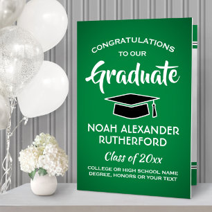 Giant Graduation Congrats Green & White Oversized Card