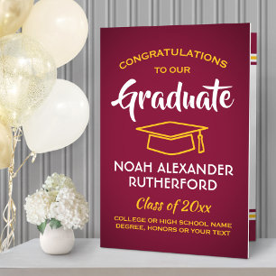 Giant Graduation Congrats Maroon & Gold Oversized Card