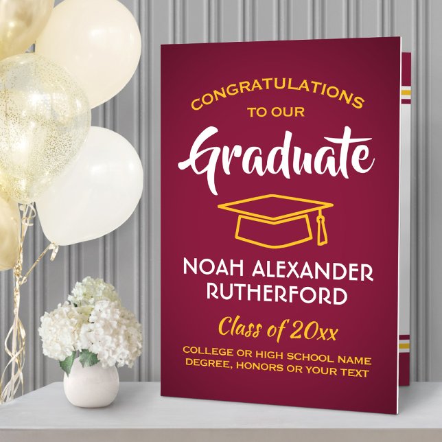 Giant Graduation Congrats Maroon & Gold Oversized Card (Creator Uploaded)