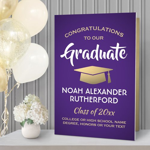 Giant Graduation Congrats Purple Gold and White Card