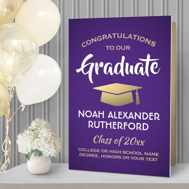 Giant Graduation Congrats Purple, Gold and White Card (Creator Uploaded)