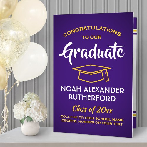 Giant Graduation Congrats Purple  Gold Oversized Card