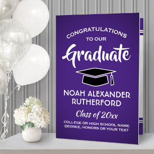 Giant Graduation Congrats Purple & White Oversized Card