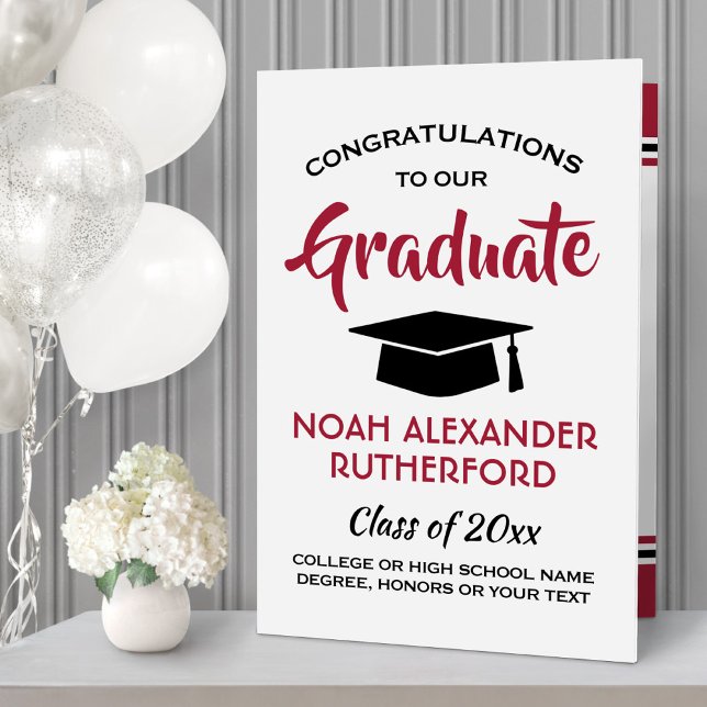 Giant Graduation Congrats Red and White Oversized Card (Creator Uploaded)