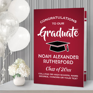 Giant Graduation Congrats Red, Black and White Card