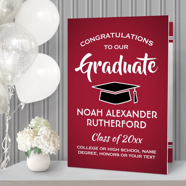 Giant Graduation Congrats Red, Black and White Card (Creator Uploaded)