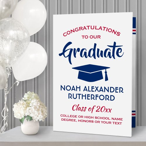 Giant Graduation Congrats Red White Blue Oversized Card