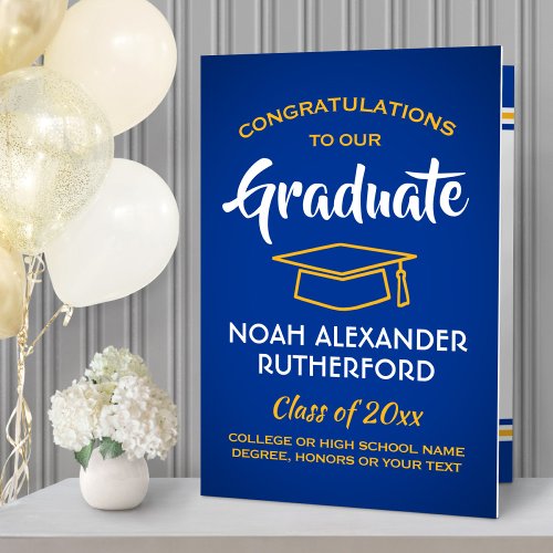 Giant Graduation Congrats Royal Blue and Gold Card