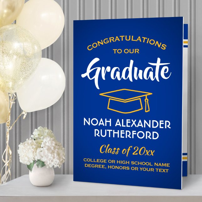 Giant Graduation Congrats Royal Blue and Gold Card (Creator Uploaded)