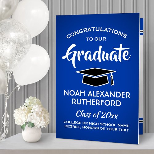 Giant Graduation Congrats Royal Blue and White Card