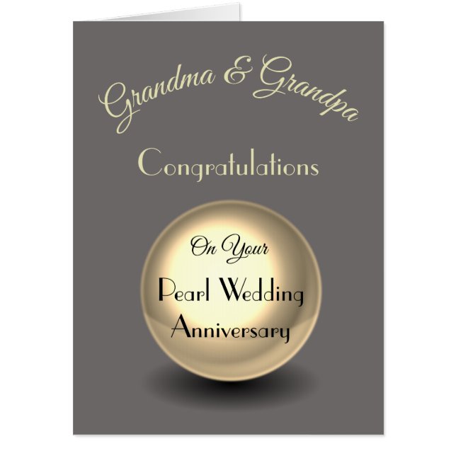 Giant Grandma & Grandpa Pearl Anniversary Greeting Card (Front)
