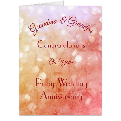 Giant Grandma  Grandpa Ruby Anniversary Greeting Card