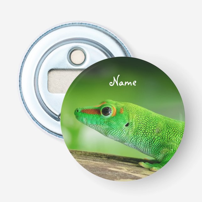 Giant Green Day Gecko - Phelsuma grandis Bottle Opener (Front)