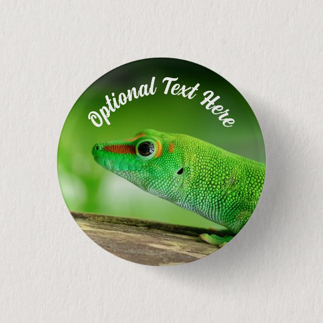 Giant Green Day Gecko - Phelsuma grandis Button (Front)