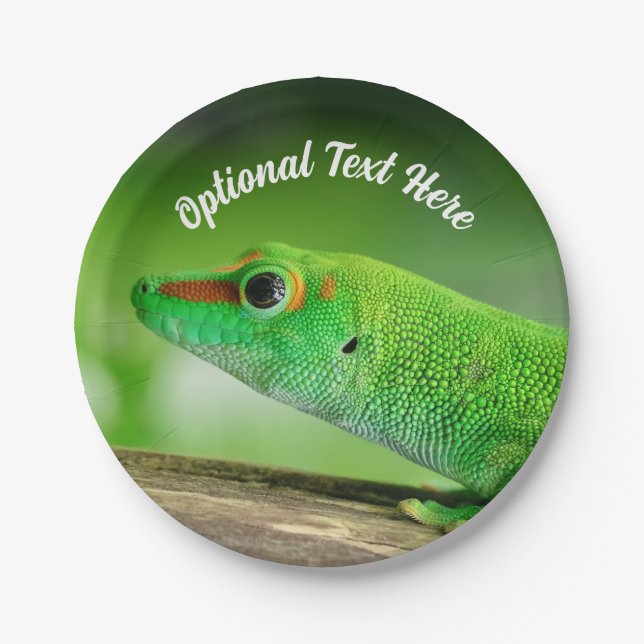 Giant Green Day Gecko - Phelsuma grandis Paper Plates (Front)