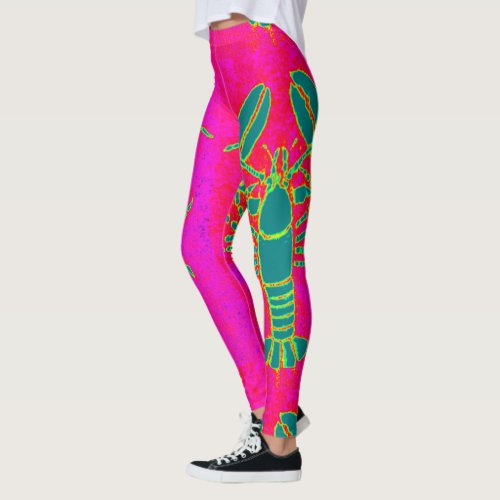 giant green lobster Thunder_Cove pink Leggings