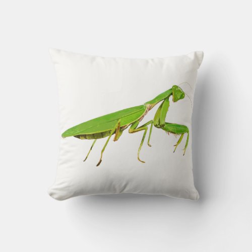 Giant Green Praying Mantis Throw Pillow