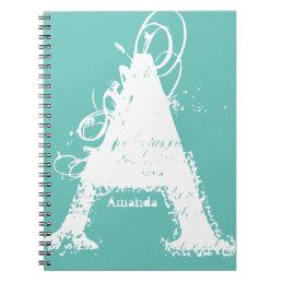 Giant Grunge Alphabet Letter A with Name Notebook