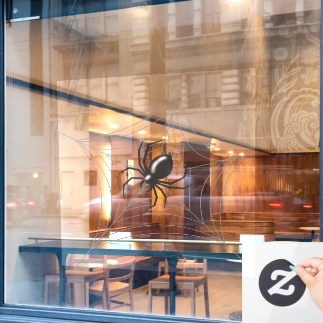 Giant Halloween Spider in its Web Window Cling (Cafe Window)