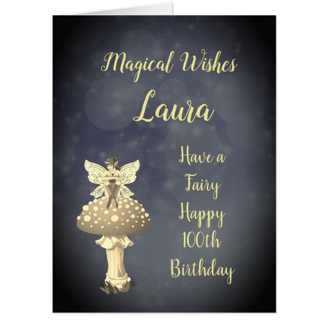 Giant Happy 100th Birthday Fairy design Card (Front)