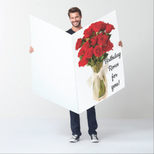 Giant Happy Birthday Card - Red Roses