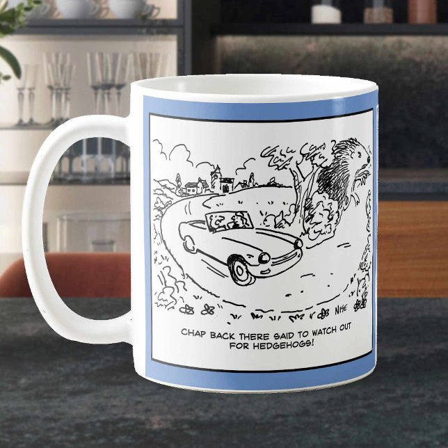Giant Hedgehog is Waiting for a Passing Car. Funny Coffee Mug (Creator Uploaded)