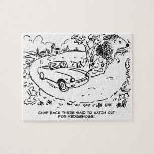 Giant Hedgehog Open Top Sports Car Cartoon Jigsaw Puzzle