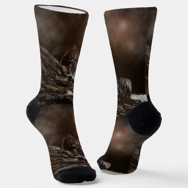 Giant Hippo Find Love, Crew Socks (Angled)