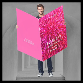 Giant Huge Jumbo Name Hot Pink Abstract Retirement Card by SocolikCardShop at Zazzle