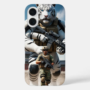 giant humanoid white tiger special forces operator iPhone 16 case